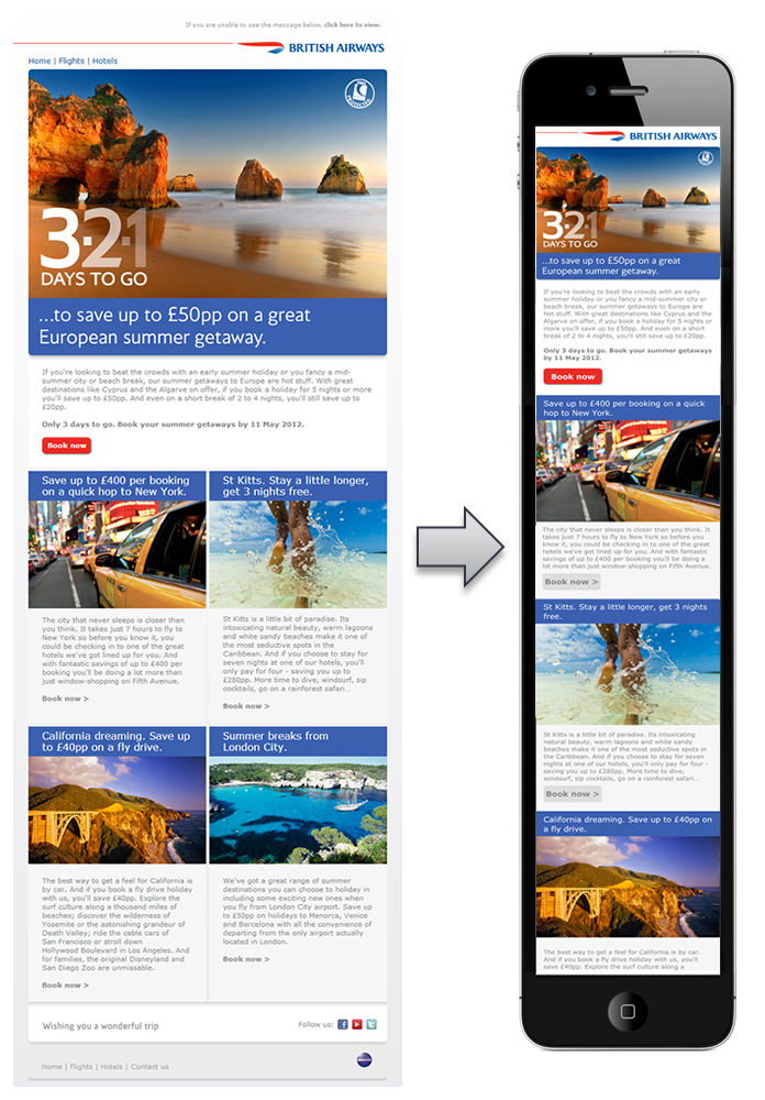 Emailing responsive British Airwaysg