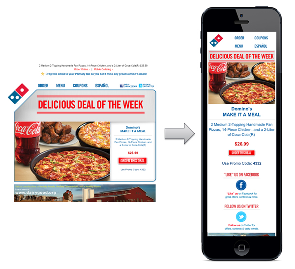 Emailing responsive Dominos