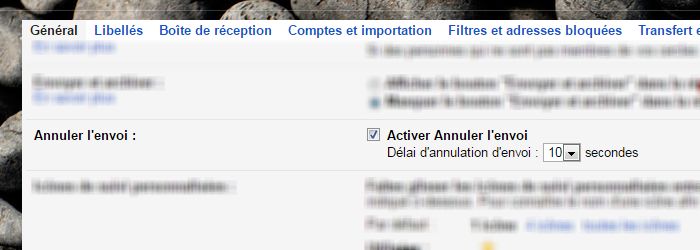 Annuler l'envoi Gmail