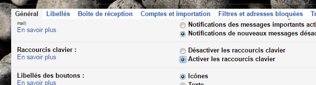 Paramètres réglagles Gmail