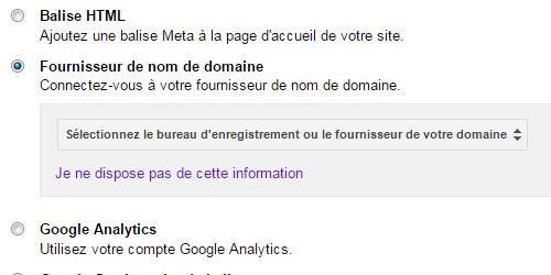Google Search Console méthode de validation par fichier HTML