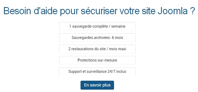 Offre maintenance et sécurité Joomla