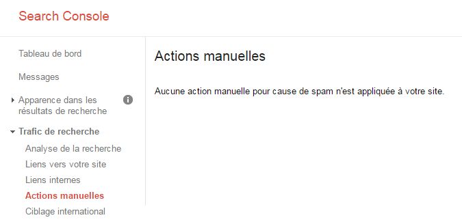 Google Search Console actions manuelles