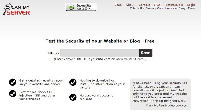 Scan My Server test online