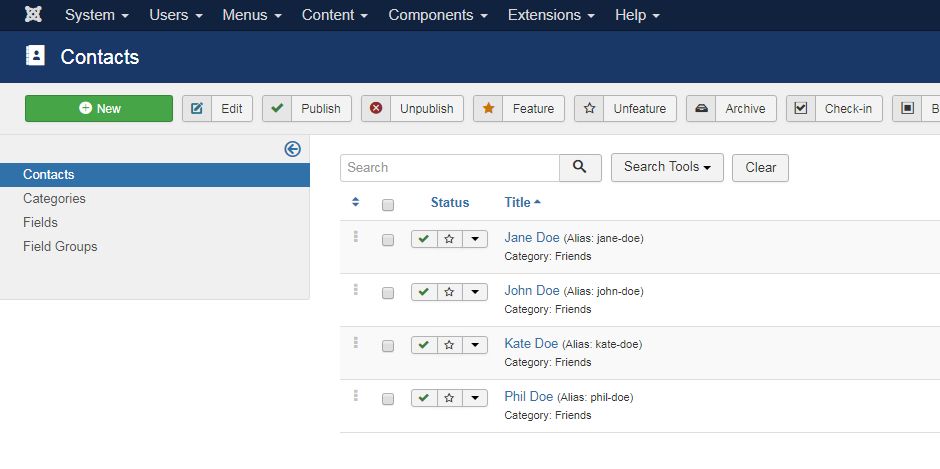 Contacts list
