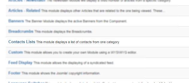 Contacts list