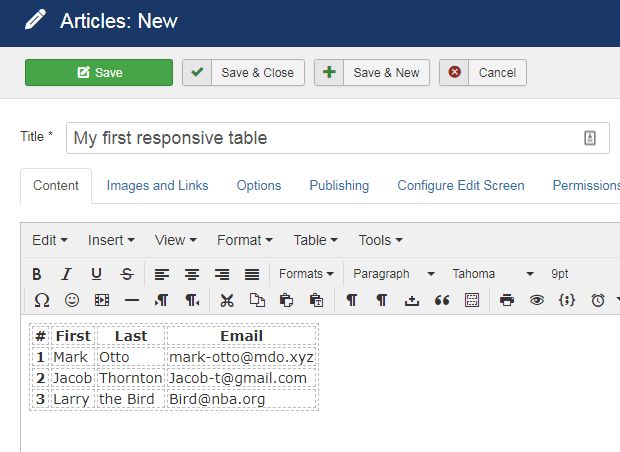 Responsive Tables