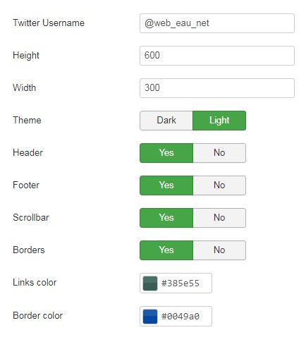 parameters Tweet feed