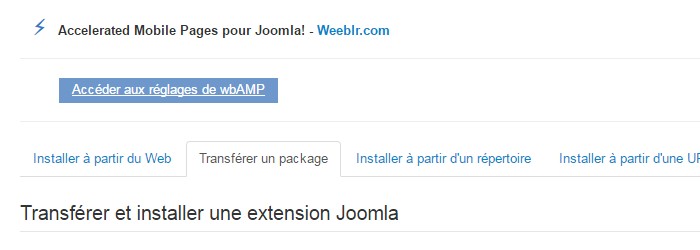 Installation plugin wbAMP pour Joomla!