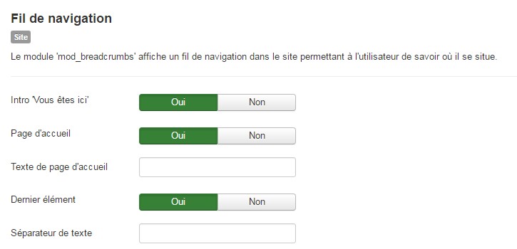 Création du module fil d'Ariane dans Joomla!