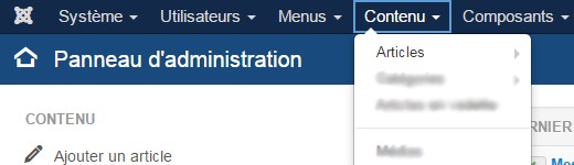 Accès au gestionnaire d'articles de Joomla! Accès au gestionnaire d'articles de Joomla!