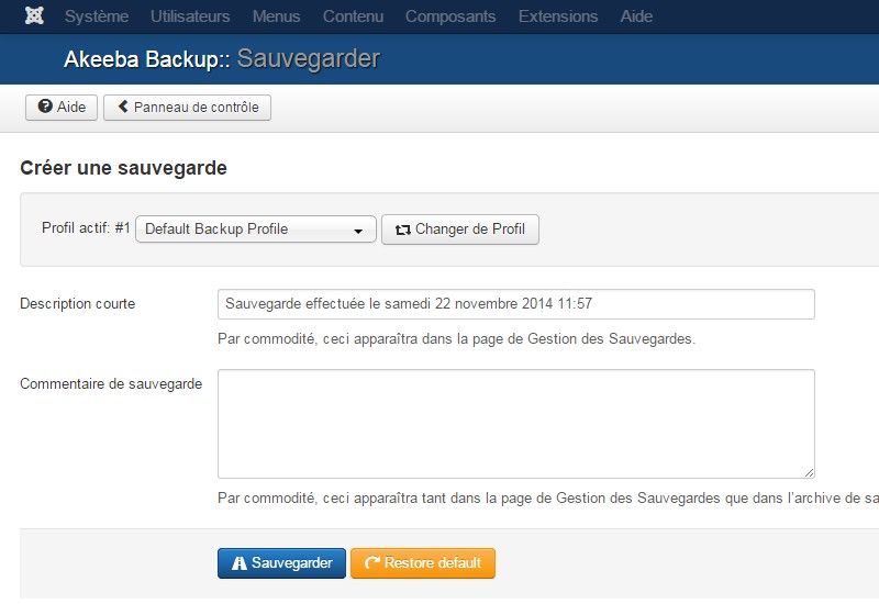Sauvegarde Joomla