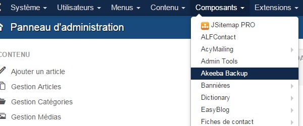 Sauvegarde Joomla