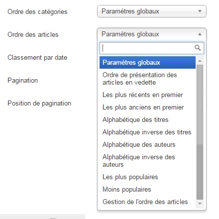 Ordre articles Joomla