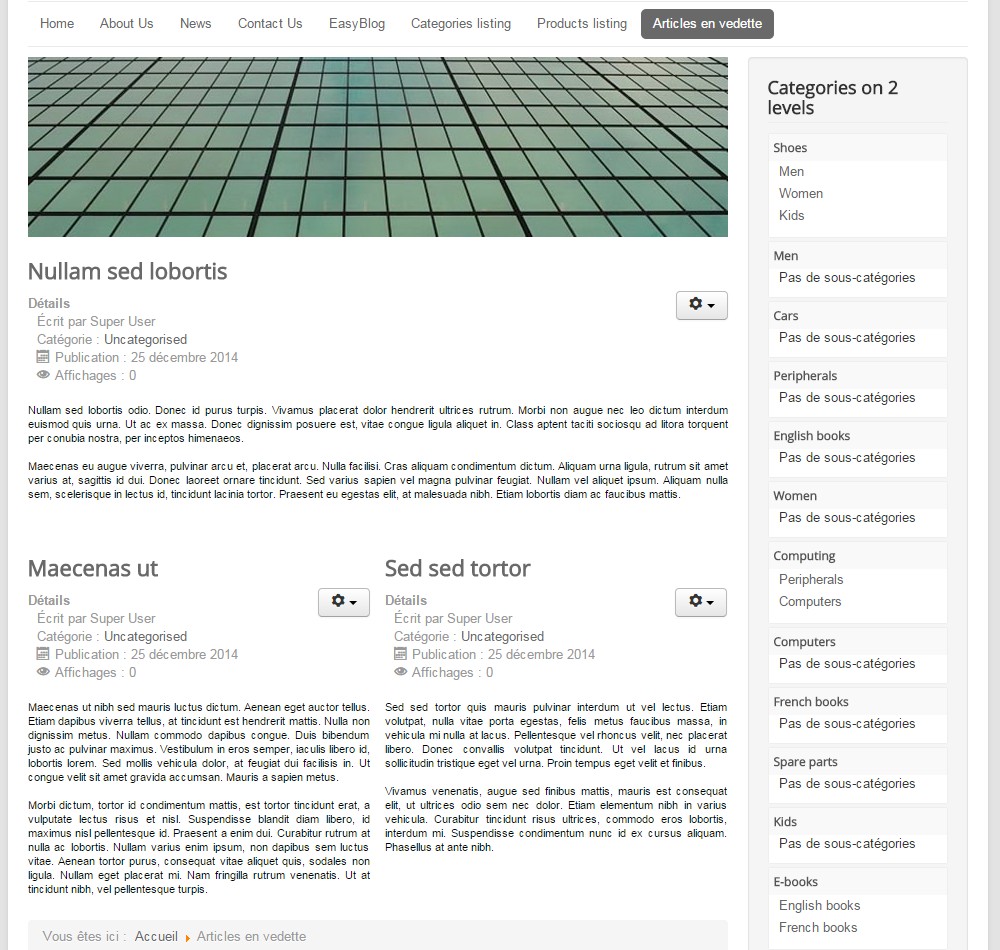 Article en vedette Joomla