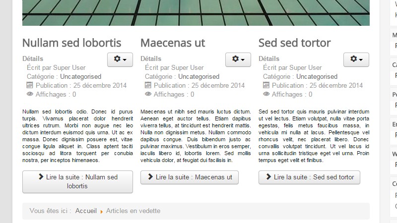 Article en vedette Joomla