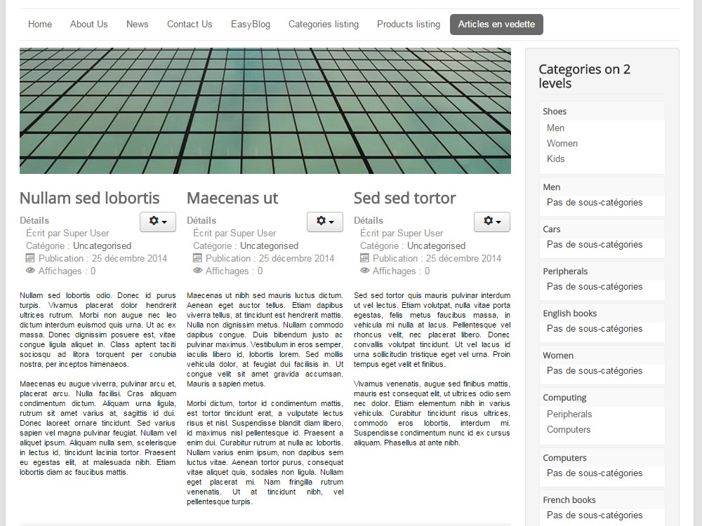 Article en vedette Joomla