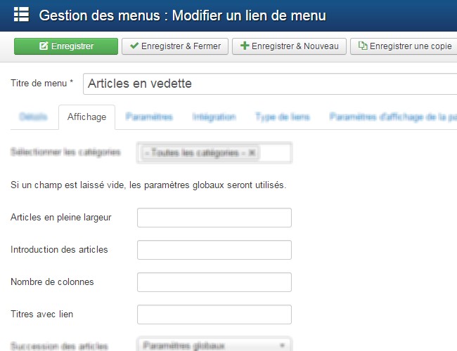 Article en vedette Joomla