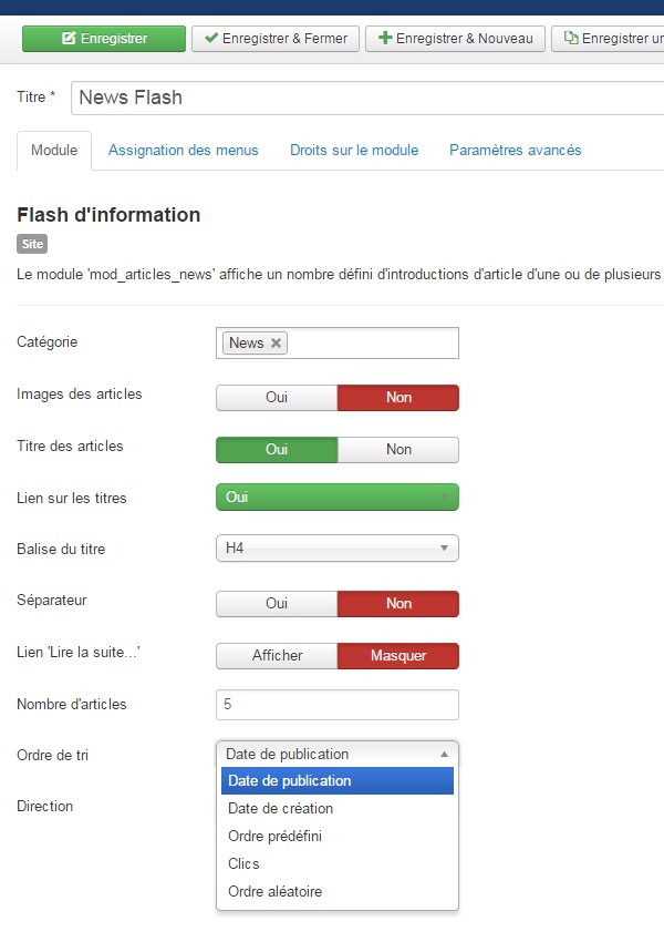 Ordre articles Joomla