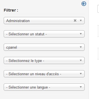 Organiser les modules du panneau d'administration