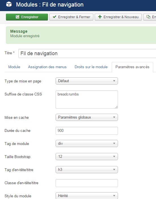Utiliser le module Fil de navigation