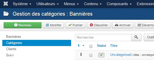 Catégories Joomla