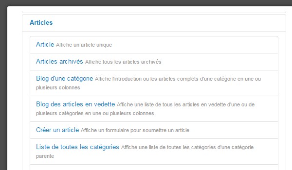 Catégories Joomla
