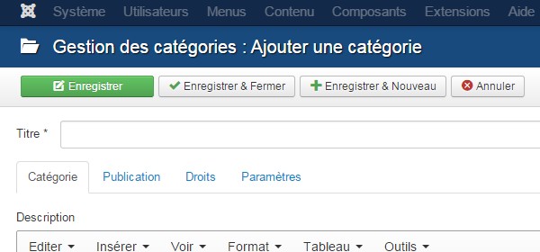 Catégories Joomla