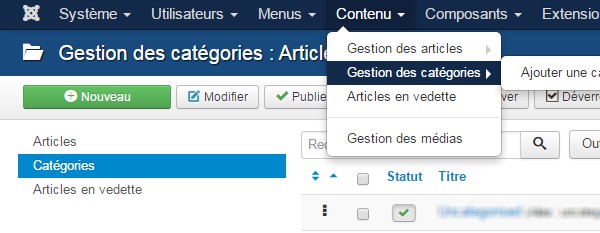 Catégories Joomla