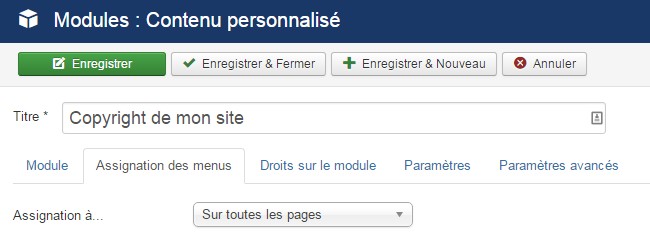 Changer le Copyright de Joomla!