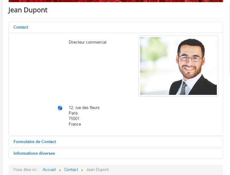 Composant Fiches contact de Joomla