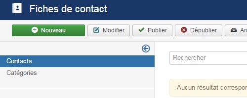 Composant Fiches contact de Joomla