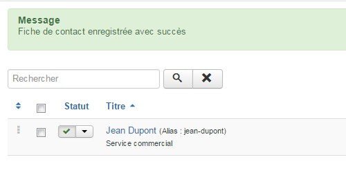 Composant Fiches contact de Joomla
