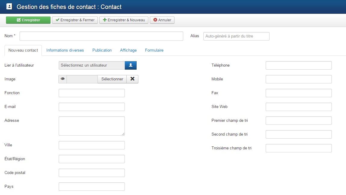 Page contact Joomla