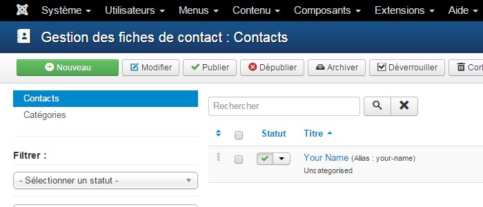 Page contact Joomla