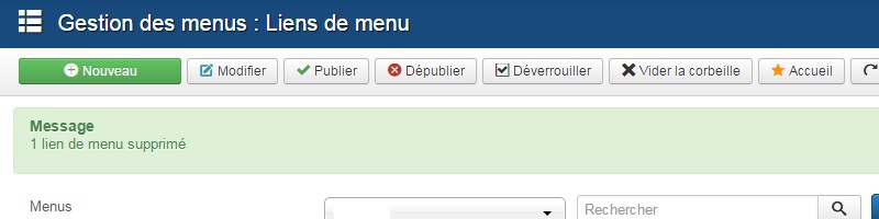 Corbeille Joomla