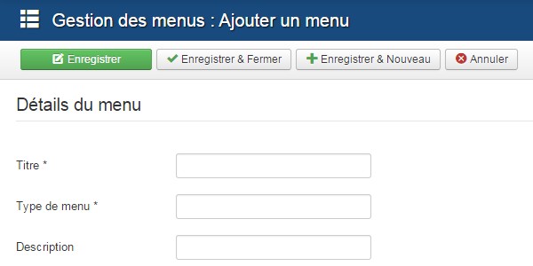 Création menu Joomla