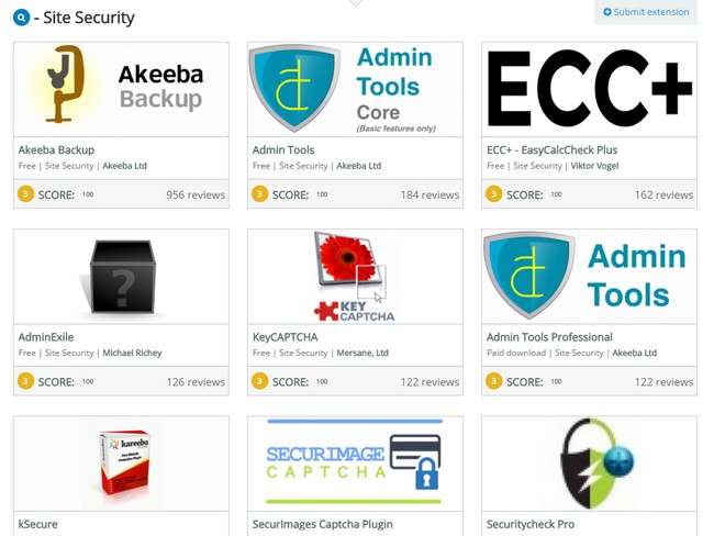 Extensions Joomla Sécurité Extensions Joomla Sécurité
