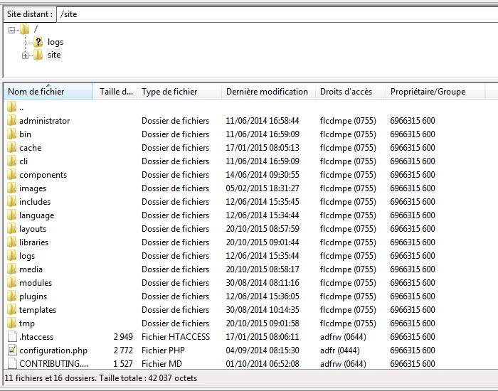 Transfert fichiers FileZilla