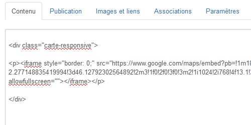 Afficher une carte Google dans un article