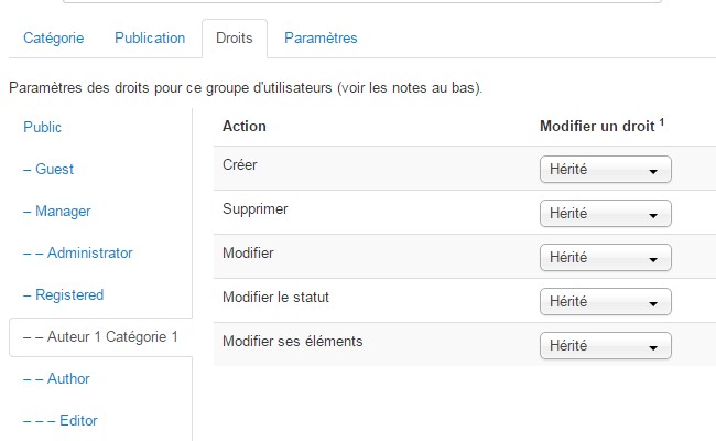 Gestion groupe Joomla
