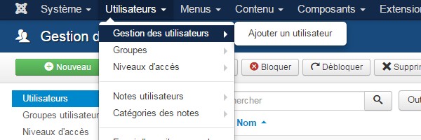 Gestion groupe Joomla