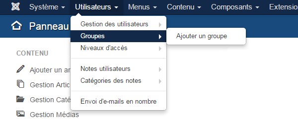 Gestion groupe Joomla