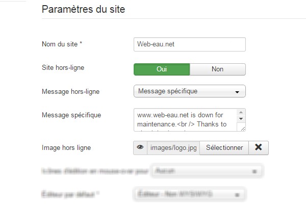 Hors ligne Joomla