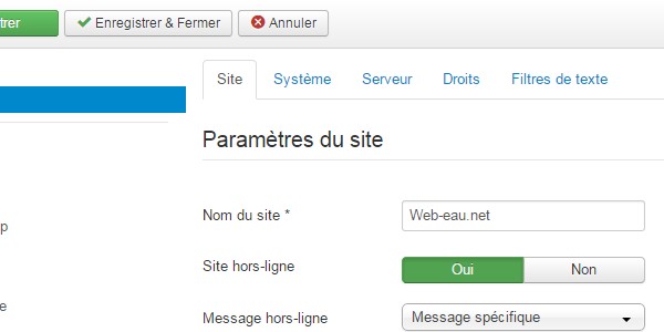 Hors ligne Joomla