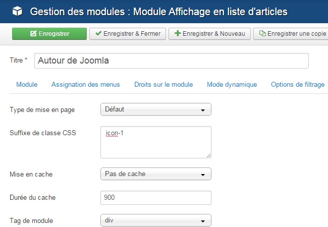 Icônes titres Joomla