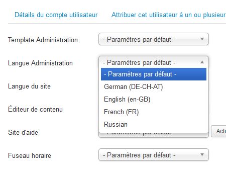 Changer la langue du panneau d'administration