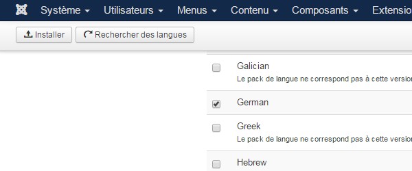Structure menu Joomla