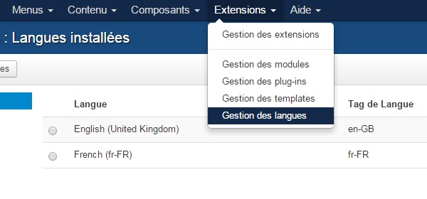 Langues Joomla