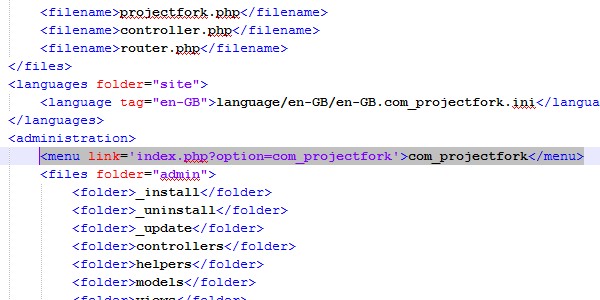 Lien composant absent Joomla